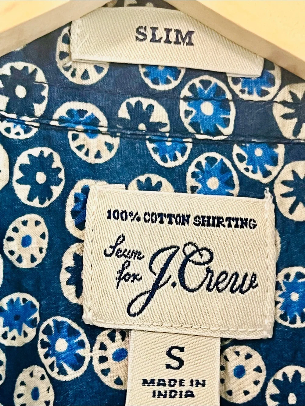 J.Crew Men’s Geometric Print Cotton Short Sleeve Casual Button Up Shirt S